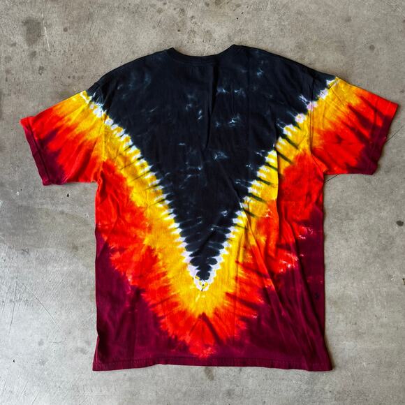 VINTAGE ACDC SKULLS TIE-DYE AOP SHIRT MENS XL RED FLAMES 00S - Picture 2 of 5